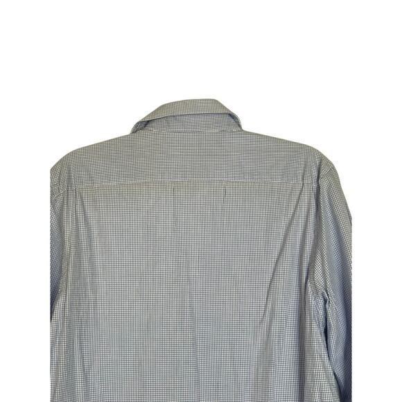 Mens Michael Kors Slim Fit Button Up Blue & White Gingham Collar Dress Shirt M - Picture 6 of 7